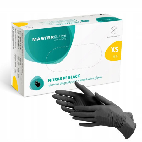 Rękawice nitrylowe Jednorazowe Master Glove Czarne XS 100szt