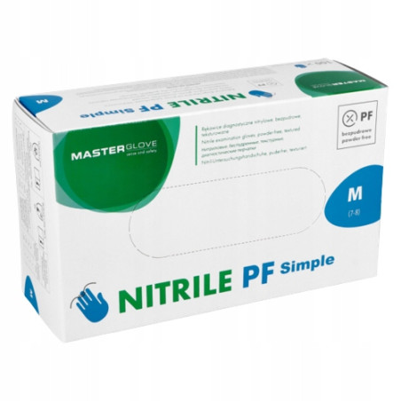 Rękawiczki Jednorazowe Nitrylowe Niebieskie Master Glove rozmiar M 100szt.