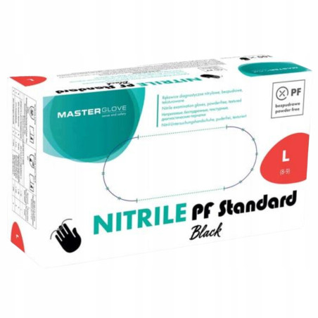 Rękawice Nitrylowe Jednorazowe Czarne Master Glove rozmiar L 100 szt.