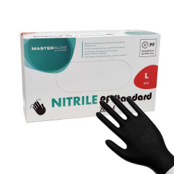 Rękawice Nitrylowe Jednorazowe Czarne Master Glove rozmiar L 100 szt.