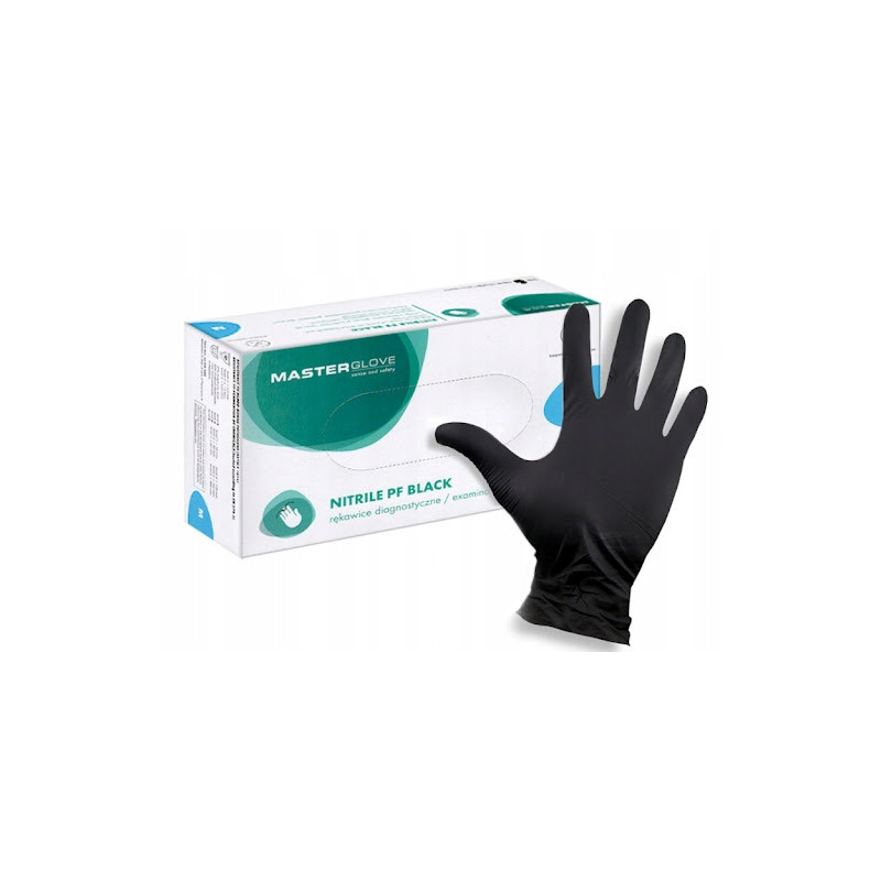 Rękawiczki Nitrylowe Jednorazowe Rękawice Master Glove Czarne M 100 szt.